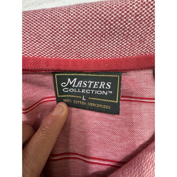 Masters Collection Polo Shirt L Red Striped Embroidered Golf Shirt St Augustine - Picture 4 of 13